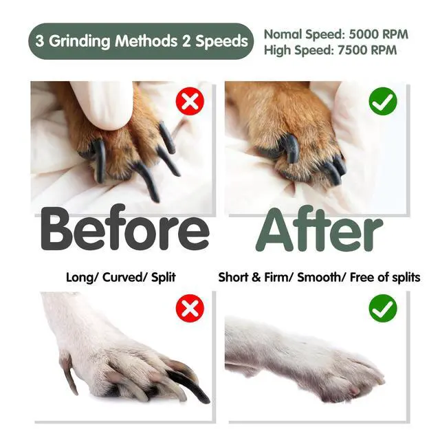 Alt view image 4 of 7 - Dog Nail Grinder, 2-Speed Rechargeable Dog Nail Trimmers for Large Medium & Small Dogs, Upgrade Professional Electric Pet Paws Grooming, Quiet Puppy Grooming Tool, for Dogs Cats