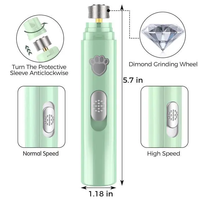 Alt view image 3 of 7 - Dog Nail Grinder, 2-Speed Rechargeable Dog Nail Trimmers for Large Medium & Small Dogs, Upgrade Professional Electric Pet Paws Grooming, Quiet Puppy Grooming Tool, for Dogs Cats
