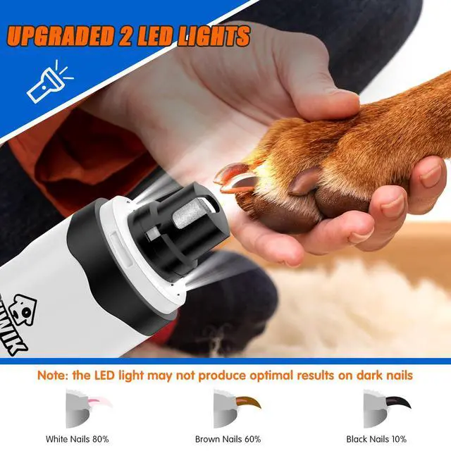 Alt view image 3 of 7 - Dog Nail Trimmers with Light, Cat Dog Nail Clippers, Dog Nail Grinder Quiet for Large Medium Small Dogs Paw & Cats Claw, Electric 2-Speed Pet Toenail Grooming Supplies, Gifts for Dog Lovers.