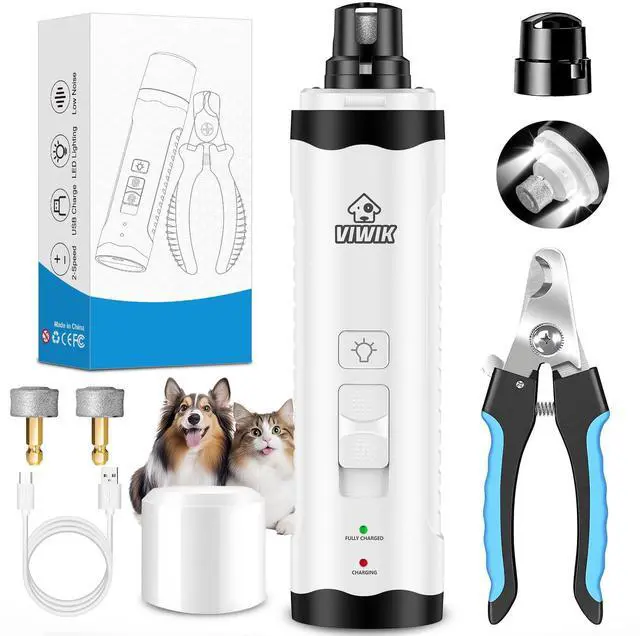 Main image of Dog Nail Trimmers with Light, Cat Dog Nail Clippers, Dog Nail Grinder Quiet for Large Medium Small Dogs Paw & Cats Claw, Electric 2-Speed Pet Toenail Grooming Supplies, Gifts for Dog Lovers.