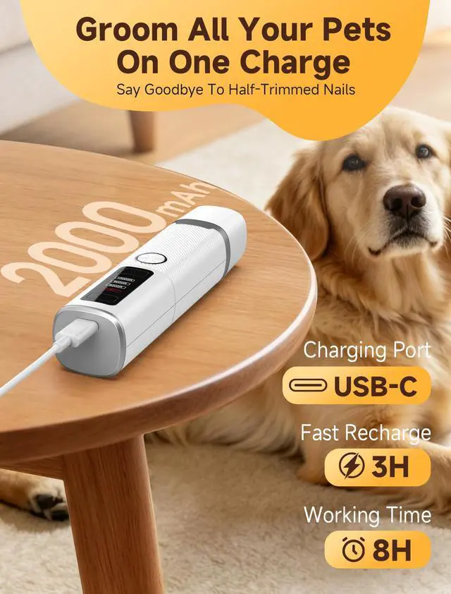 Alt view image 7 of 7 - Dog Nail Grinder Whisper Quiet & Safe for Sensitive Dogs and Cats