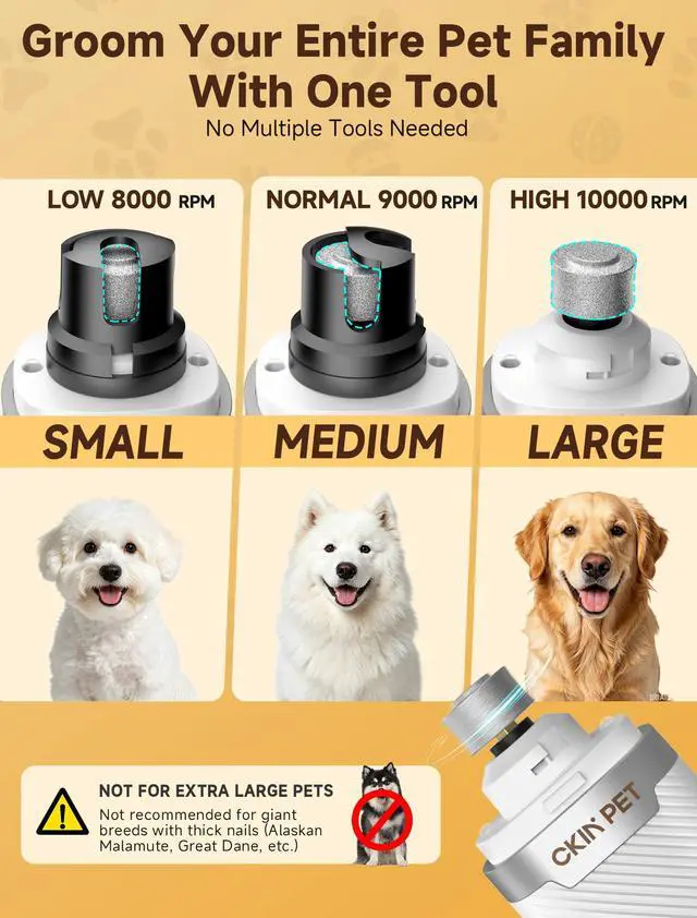 Alt view image 5 of 7 - Dog Nail Grinder Whisper Quiet & Safe for Sensitive Dogs and Cats