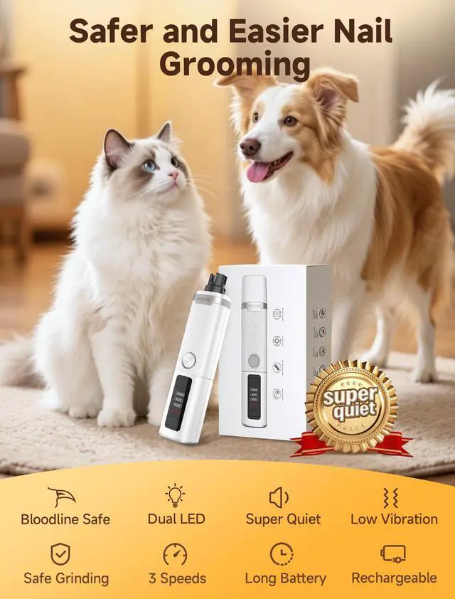 Alt view image 2 of 7 - Dog Nail Grinder Whisper Quiet & Safe for Sensitive Dogs and Cats