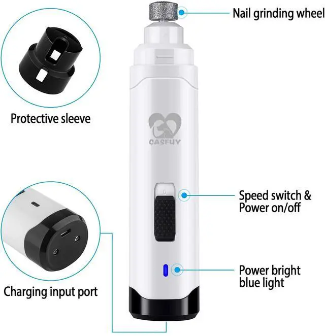 Alt view image 5 of 7 - Dog Nail Grinder Upgraded - Professional 2-Speed Whisper-Quiet Electric Pet Nail Trimmer Painless Paws Grooming & Smoothing for Small Medium Large Dogs & Cats (White)