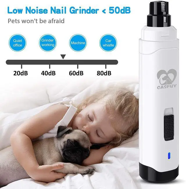 Alt view image 3 of 7 - Dog Nail Grinder Upgraded - Professional 2-Speed Whisper-Quiet Electric Pet Nail Trimmer Painless Paws Grooming & Smoothing for Small Medium Large Dogs & Cats (White)