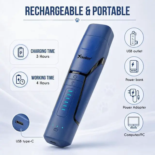 Alt view image 6 of 7 - Whisper Quiet Dog Nail Grinder with 360 Degree LED Light, 6-Speed Rechargeable Pet Nail Trimmers with Extra Grinding Head for Safe, Stress-Free Grooming for All Pet Sizes
