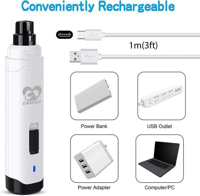 Alt view image 6 of 7 - Dog Nail Grinder Upgraded - Professional 2-Speed Whisper-Quiet Electric Pet Nail Trimmer Painless Paws Grooming & Smoothing for Small Medium Large Dogs & Cats (White)
