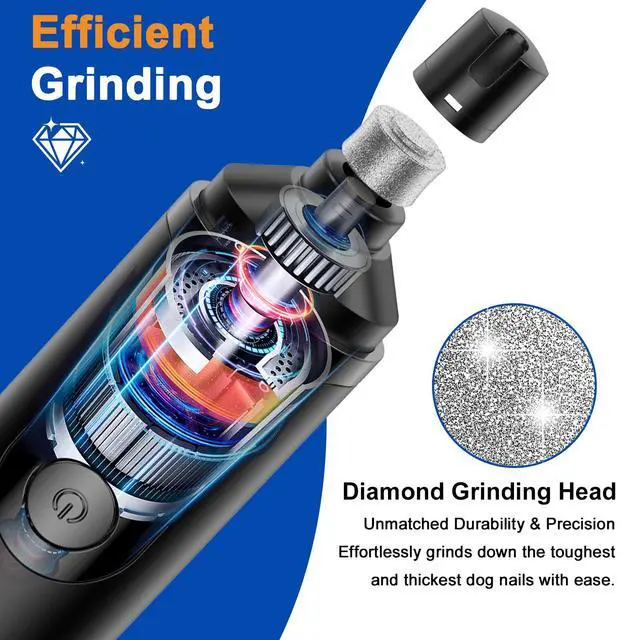 Alt view image 3 of 7 - Dog Nail Grinder, Quiet and Low-Vibration Dog Nail Trimmers for Large Dogs, Medium, Small Dogs Cats Pets, Upgrade Professional Electric Pet Paws Toenail Grooming Tool Black