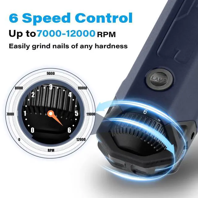 Alt view image 2 of 7 - 6-Speed Dog Nail Grinder - Newest Enhanced Pet Nail Grinder Super Quiet Rechargeable Electric Dog Nail Trimmer Painless Paws Grooming & Smoothing Tool for Large Medium Small Dogs (Blue)