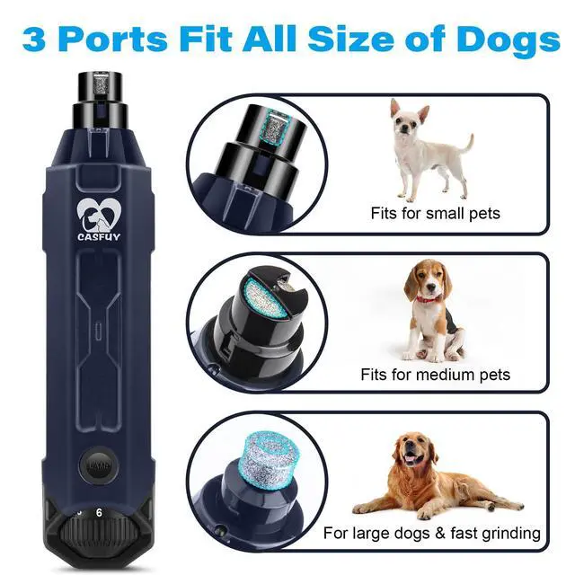 Alt view image 5 of 7 - 6-Speed Dog Nail Grinder - Newest Enhanced Pet Nail Grinder Super Quiet Rechargeable Electric Dog Nail Trimmer Painless Paws Grooming & Smoothing Tool for Large Medium Small Dogs (Blue)