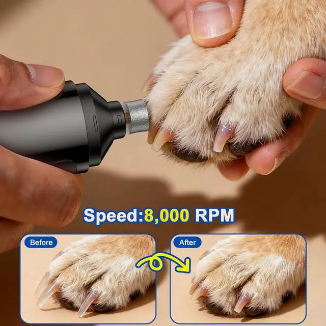 Alt view image 5 of 7 - Dog Nail Grinder, Quiet and Low-Vibration Dog Nail Trimmers for Large Dogs, Medium, Small Dogs Cats Pets, Upgrade Professional Electric Pet Paws Toenail Grooming Tool Black