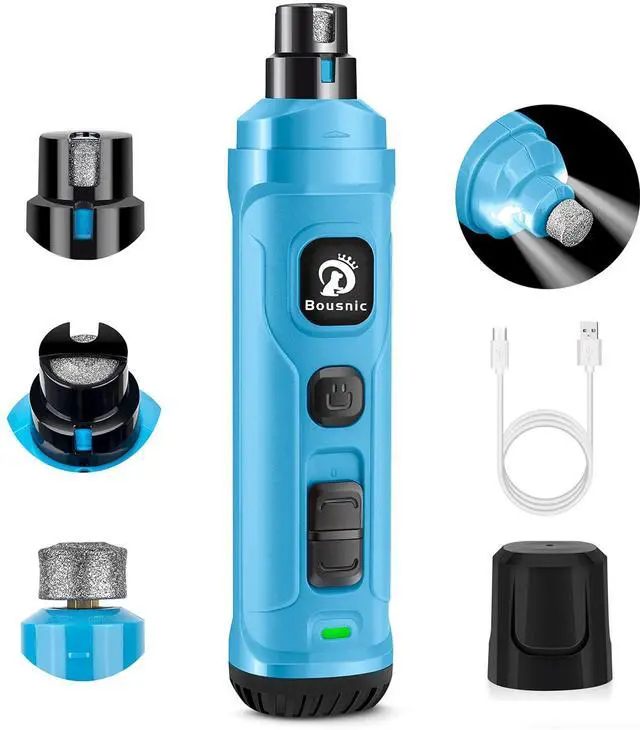 Main image of Dog Nail Grinder with 2 LED Light - Super Quiet Pet Nail Grinder Powerful 2-Speed Electric Dog Nail Trimmer File Toenail Grinder for Puppy Small Medium Large Breed Dogs & Cats (Blue)