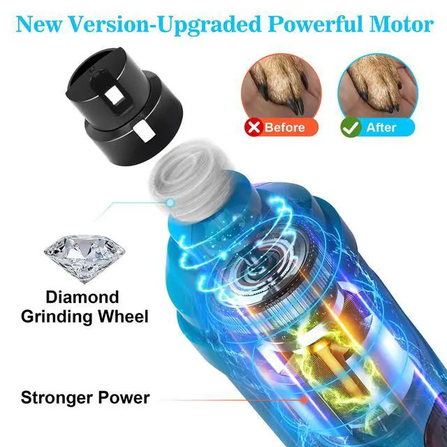 Alt view image 3 of 7 - Dog Nail Grinder with 2 LED Light - Super Quiet Pet Nail Grinder Powerful 2-Speed Electric Dog Nail Trimmer File Toenail Grinder for Puppy Small Medium Large Breed Dogs & Cats (Blue)