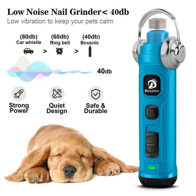 Alt view image 5 of 7 - Dog Nail Grinder with 2 LED Light - Super Quiet Pet Nail Grinder Powerful 2-Speed Electric Dog Nail Trimmer File Toenail Grinder for Puppy Small Medium Large Breed Dogs & Cats (Blue)