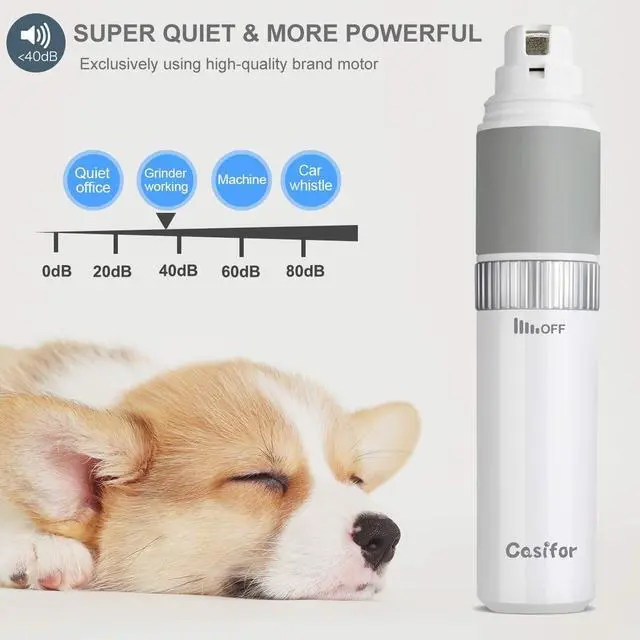 Alt view image 4 of 7 - Dog Nail Grinder and Clippers Quiet with 10h Working Time Professional Pet Nail Trimmer Stepless Speed Regulation Pet Nail Grinder Electric Nail File for Large Medium Small Dogs and Cats