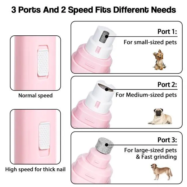 Alt view image 4 of 7 - Dog Nail Grinder Upgraded - Professional 2-Speed Whisper-Quiet Electric Pet Nail Trimmer Painless Paws Grooming & Smoothing for Small Medium Large Dogs & Cats