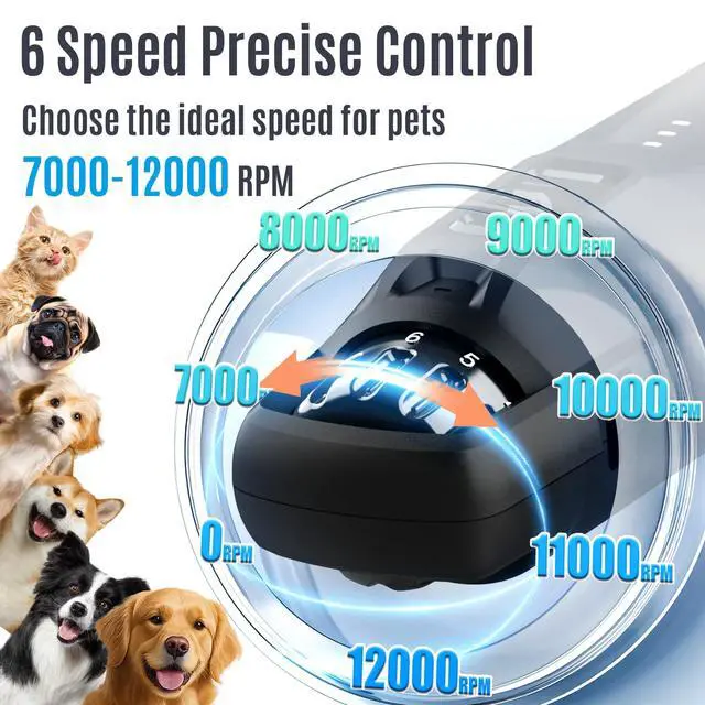 Alt view image 2 of 7 - New 6-Speed Dog Nail Grinder - 50% More Power Dog Nail Trimmers with 2 LED Lights Quiet 7h Running Time Electric Pet Nail Grinder File Toenail Grinder for Large Medium Small Dogs & Cats (DB)