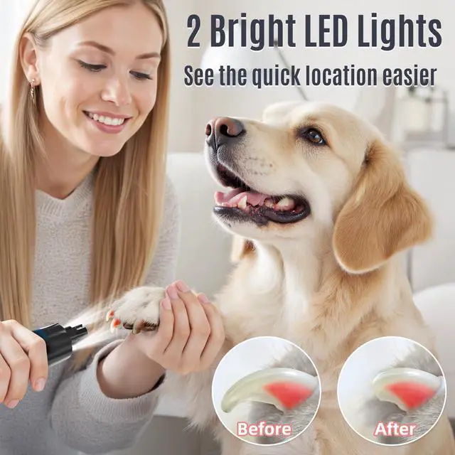 Alt view image 4 of 7 - New 6-Speed Dog Nail Grinder - 50% More Power Dog Nail Trimmers with 2 LED Lights Quiet 7h Running Time Electric Pet Nail Grinder File Toenail Grinder for Large Medium Small Dogs & Cats (DB)