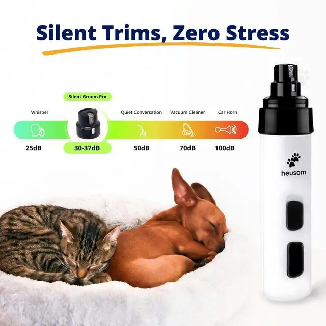 Alt view image 3 of 7 - Silent Groom Pro Pet Nail Grinder | Whisper Quiet Claw Trimmer for Dogs, Cats and Other Animals | Safe & Stress Free Nail Grooming, Ideal for Sensitive Dogs of All Breeds & Sizes