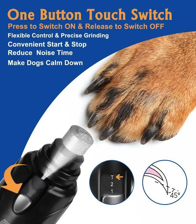Alt view image 2 of 7 - Dog Nail Grinder, 2-Speed and LED Light, Touch-Switch, TypeC, Quiet and Low-Vibration Dog Nail Trimmers, and 3 Ports for Large Dogs, Medium, Small Dogs Cats Pets with Hard or Thick Nail