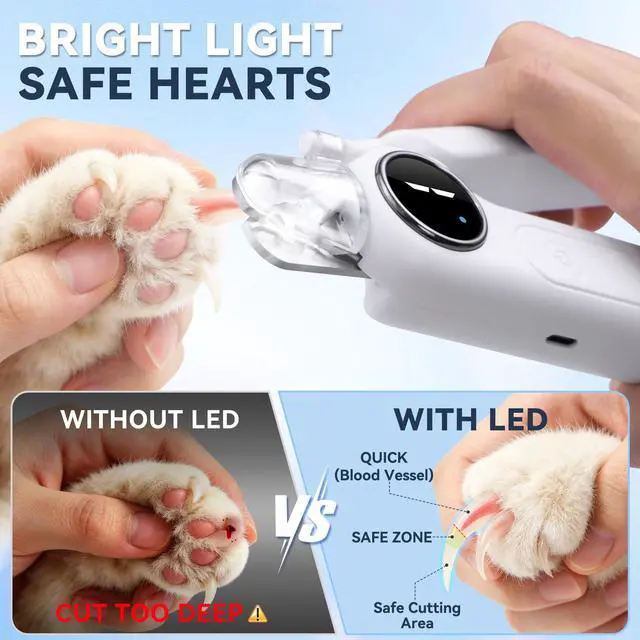 Alt view image 3 of 7 - 2-in-1 Quiet Electric Pet Nail Clipper & Grinder with Light for Dogs Cats