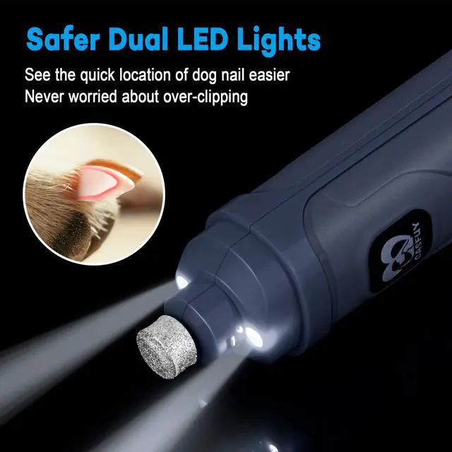 Alt view image 2 of 7 - Dog Nail Grinder with 2 LED Light - New Version 2-Speed Powerful Electric Pet Nail Trimmer Professional Quiet Painless Paws Grooming & Smoothing for Small Medium Large Dogs and Cats (Blue)