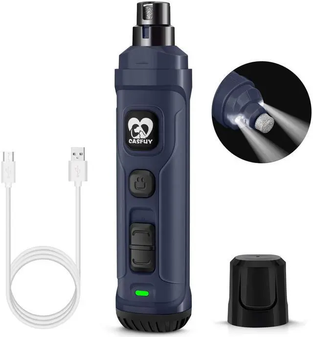 Main image of Dog Nail Grinder with 2 LED Light - New Version 2-Speed Powerful Electric Pet Nail Trimmer Professional Quiet Painless Paws Grooming & Smoothing for Small Medium Large Dogs and Cats (Blue)