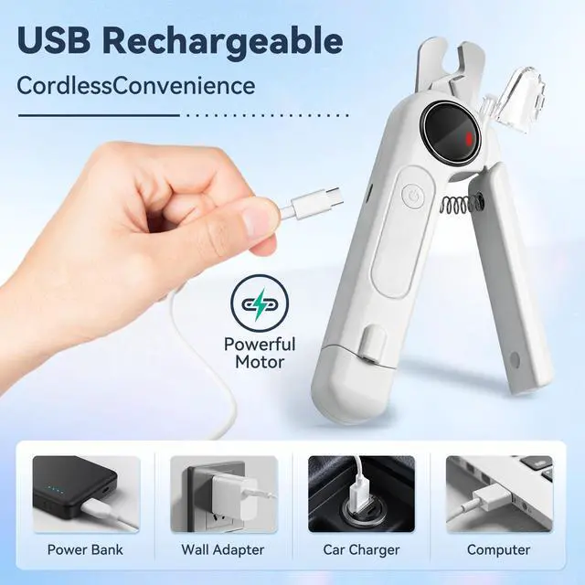 Alt view image 7 of 7 - 2-in-1 Quiet Electric Pet Nail Clipper & Grinder with Light for Dogs Cats