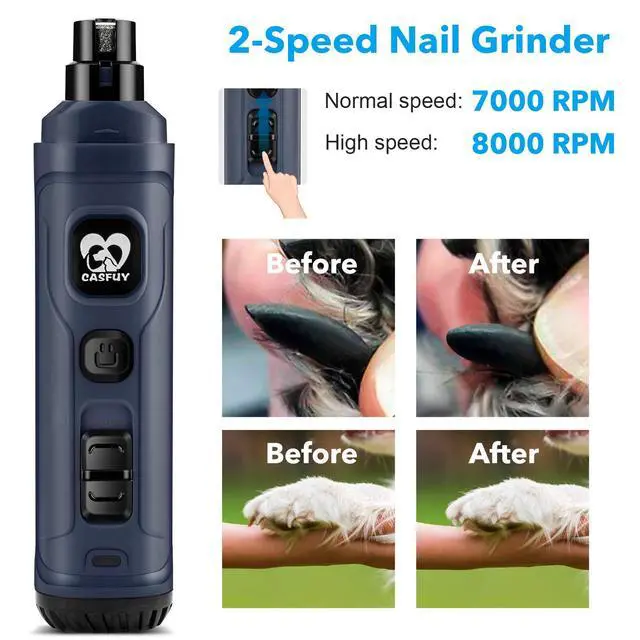 Alt view image 6 of 7 - Dog Nail Grinder with 2 LED Light - New Version 2-Speed Powerful Electric Pet Nail Trimmer Professional Quiet Painless Paws Grooming & Smoothing for Small Medium Large Dogs and Cats (Blue)