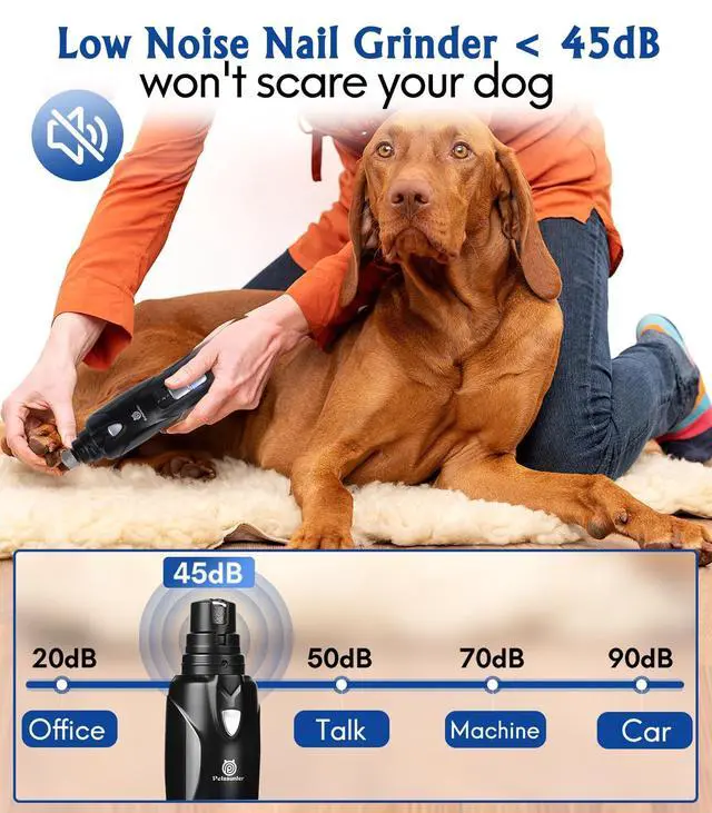 Alt view image 5 of 7 - Dog Nail Grinder, 2-Speed and LED Light, Touch-Switch, TypeC, Quiet and Low-Vibration Dog Nail Trimmers, and 3 Ports for Large Dogs, Medium, Small Dogs Cats Pets with Hard or Thick Nail