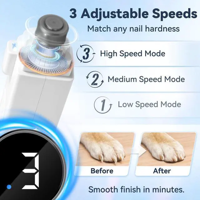 Alt view image 5 of 7 - 2-in-1 Quiet Electric Pet Nail Clipper & Grinder with Light for Dogs Cats