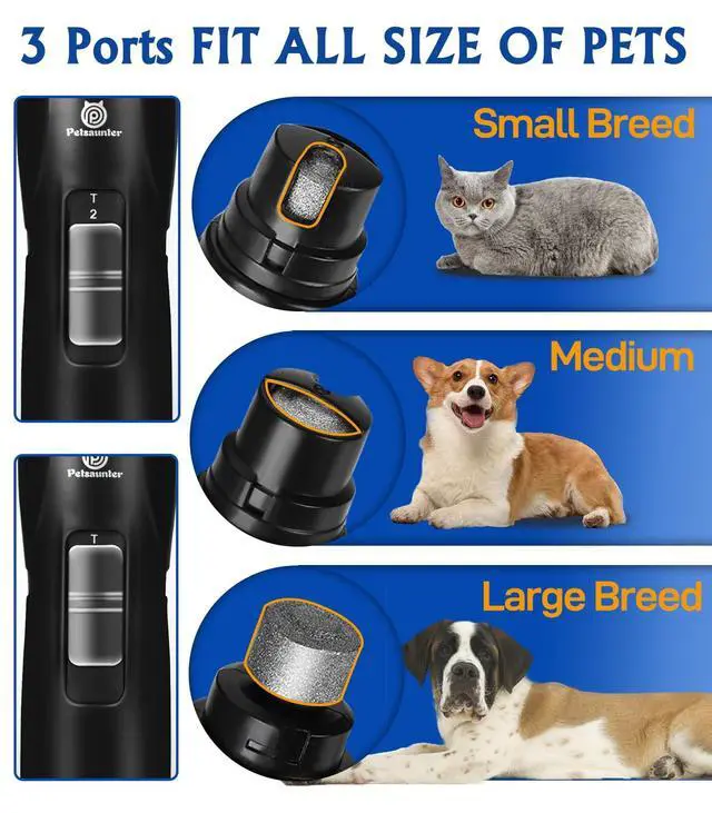 Alt view image 6 of 7 - Dog Nail Grinder, 2-Speed and LED Light, Touch-Switch, TypeC, Quiet and Low-Vibration Dog Nail Trimmers, and 3 Ports for Large Dogs, Medium, Small Dogs Cats Pets with Hard or Thick Nail