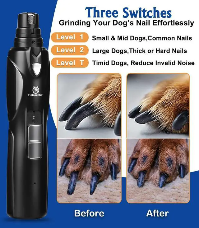Alt view image 4 of 7 - Dog Nail Grinder, 2-Speed and LED Light, Touch-Switch, TypeC, Quiet and Low-Vibration Dog Nail Trimmers, and 3 Ports for Large Dogs, Medium, Small Dogs Cats Pets with Hard or Thick Nail