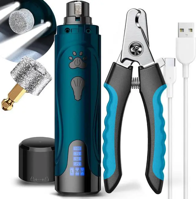 Main image of Super Quiet Dog Nail Grinder & Clippers Kit with 2 LED Lights, 3 Speeds Up to 12,000 RPM, Lower Than 30dB Electric Pet Nail Trimmer for Small Medium Large Dogs and Cats