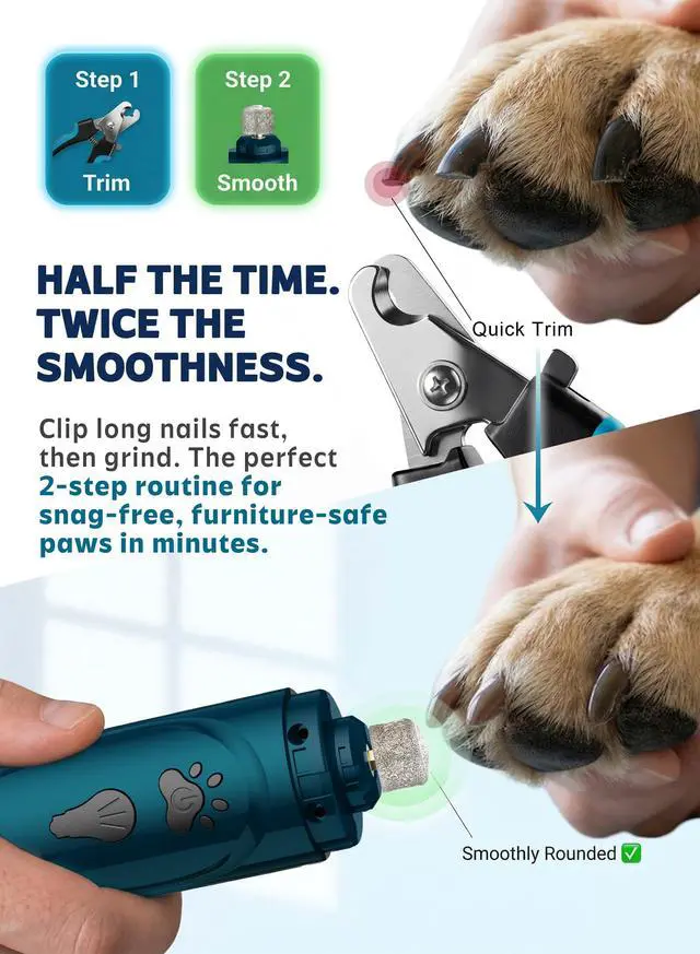 Alt view image 5 of 7 - Super Quiet Dog Nail Grinder & Clippers Kit with 2 LED Lights, 3 Speeds Up to 12,000 RPM, Lower Than 30dB Electric Pet Nail Trimmer for Small Medium Large Dogs and Cats