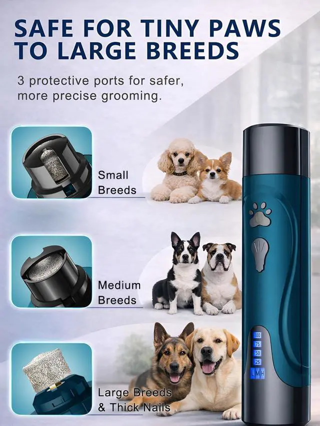 Alt view image 6 of 7 - Super Quiet Dog Nail Grinder & Clippers Kit with 2 LED Lights, 3 Speeds Up to 12,000 RPM, Lower Than 30dB Electric Pet Nail Trimmer for Small Medium Large Dogs and Cats