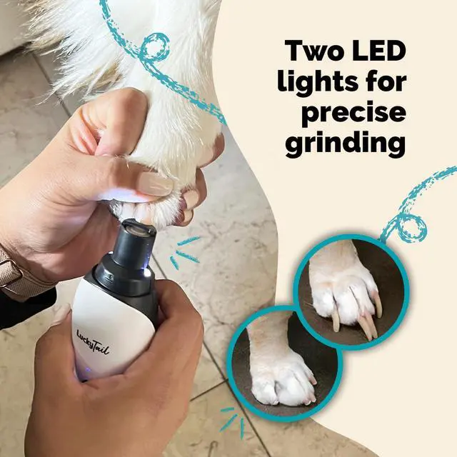 Alt view image 4 of 7 - Pet Nail Grinder for Dogs and Cats - Super Quiet and Low Vibration Electric Dog Nail Grinder with 2 LED Lights - USB Rechargeable and Cordless - 2 Speeds - Small to Large Pets