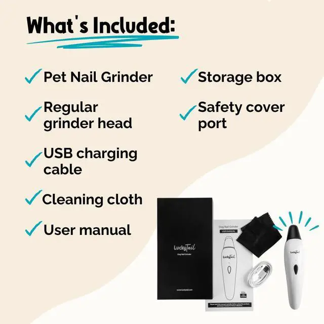 Alt view image 7 of 7 - Pet Nail Grinder for Dogs and Cats - Super Quiet and Low Vibration Electric Dog Nail Grinder with 2 LED Lights - USB Rechargeable and Cordless - 2 Speeds - Small to Large Pets