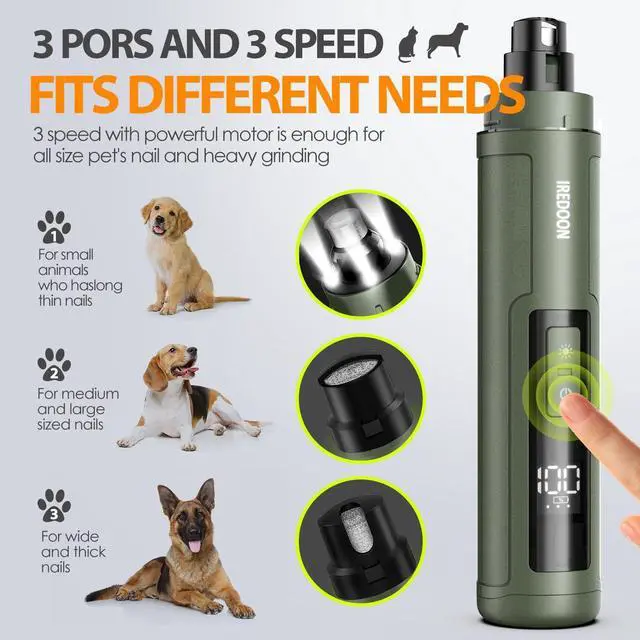 Alt view image 2 of 7 - Dog Nail Grinder with 4 LED Lights, 3 Speeds Super Quiet for Pets