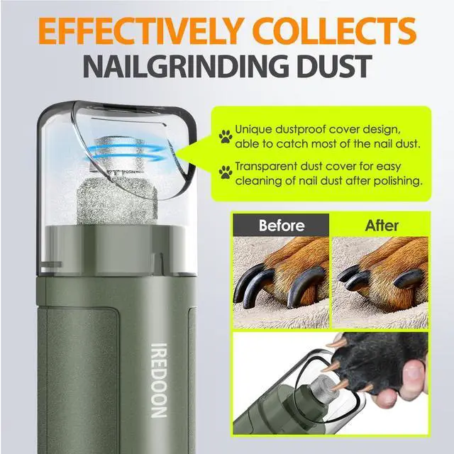Alt view image 3 of 7 - Dog Nail Grinder with 4 LED Lights, 3 Speeds Super Quiet for Pets
