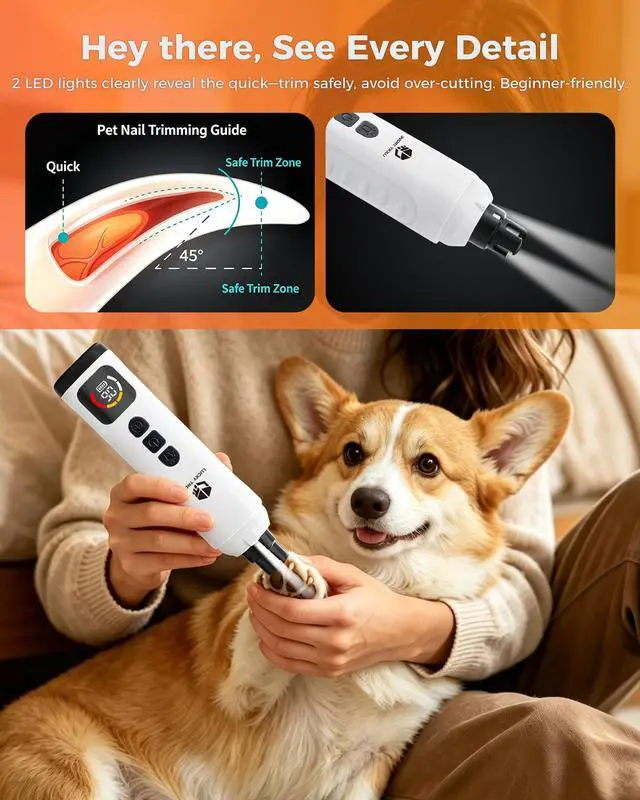 Alt view image 5 of 7 - 2026 New Silent Dog Nail Grinder, Brushless Motor Drive 40db Ultra-Quiet