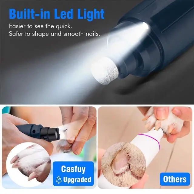 Alt view image 2 of 7 - Dog Nail Grinder with LED Light - Upgraded 2-Speed Electric Pet Nail Trimmer Powerful Painless Paws Grooming & Smoothing for Small Medium Large Dogs & Cats (Dark Blue)