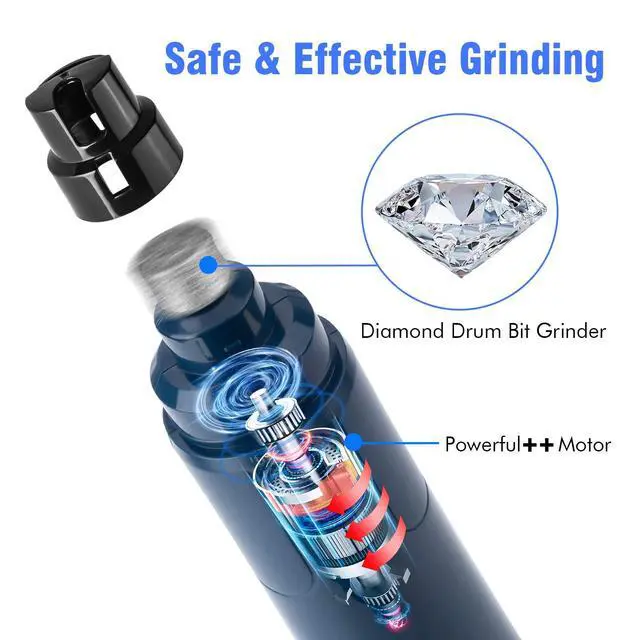 Alt view image 4 of 7 - Dog Nail Grinder with LED Light - Upgraded 2-Speed Electric Pet Nail Trimmer Powerful Painless Paws Grooming & Smoothing for Small Medium Large Dogs & Cats (Dark Blue)