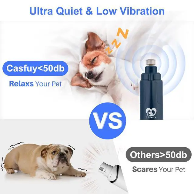 Alt view image 5 of 7 - Dog Nail Grinder with LED Light - Upgraded 2-Speed Electric Pet Nail Trimmer Powerful Painless Paws Grooming & Smoothing for Small Medium Large Dogs & Cats (Dark Blue)