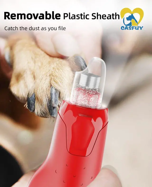 Alt view image 6 of 7 - Dog Nail Grinder Quiet - (45db) 6-Speed Pet Nail Grinder with 2 LED Lights for Large Medium Small Dogs/Cats, Professional 3 Ports Rechargeable Electric Dog Nail Trimmer with Dust Cap(Red)