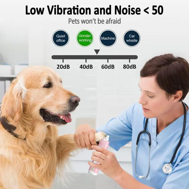 Alt view image 5 of 7 - Dog Nail Grinder with 2 LED Light for Large Medium Small Dogs - 3X More Powerful 2-Speed Electric Pet Nail Trimmer Rechargeable Quiet Painless Paws Grooming & Smoothing Tool