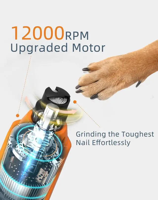 Alt view image 3 of 7 - 6-Speed Dog Nail Grinder& 3 Grinding Heads with 2 LED Lights