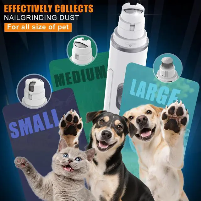 Alt view image 2 of 7 - Dog Nail Grinder Quiet - Professional 2-Speed Electric Pet Nail Trimmer with Guard, Rechargeable & Painless Claw Grinder for Small Medium Large Dogs & Cats, Low Noise & Vibration