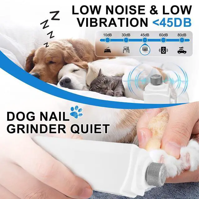 Alt view image 4 of 7 - 2-in-1 Dog Nail Clippers & Grinder with LED Light, Quiet Electric Pet Nail Trimmer for Small Medium Large Dogs & Cats, 3 Speeds, USB Rechargeable, Quick Sensor, Safety Lock & Splash Guard (White)