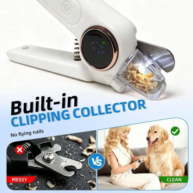 Alt view image 5 of 7 - 2-in-1 Dog Nail Clippers & Grinder with LED Light, Quiet Electric Pet Nail Trimmer for Small Medium Large Dogs & Cats, 3 Speeds, USB Rechargeable, Quick Sensor, Safety Lock & Splash Guard (White)